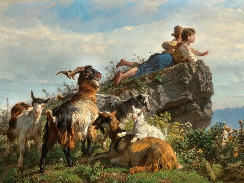 1818-Filippo Palizzi - Pastorelli in contemplazione con gregge